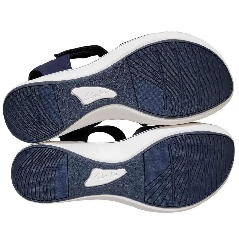 Clarks Cloudsteppers Breeze Rae Sara Ankle Strap Sandals Size US 9M Navy Blue